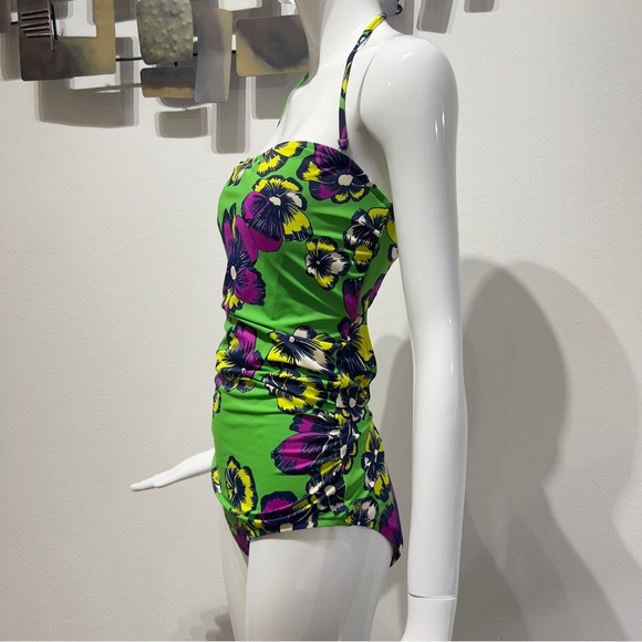 J.Crew One-piece Tube Top Halter Neck Backless Swimsuit Preppy Green Size Large - Picture 10 of 16